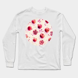 Painted Pomegranates with Gold Leaf Pattern Long Sleeve T-Shirt